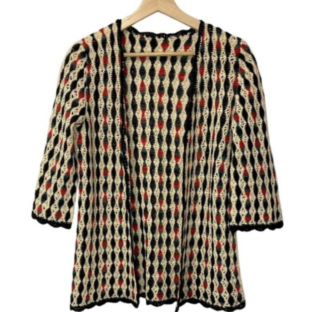 Hand-Knit Crochet Open Cardigan — One of a Kind, Fits Like M/L
